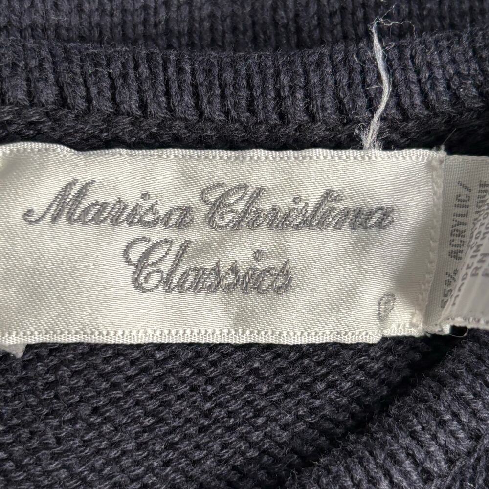 Vintage 90s Marisa Christina Black Knit Crewneck Crest Coat of Arms Sweater - Picture 6 of 13